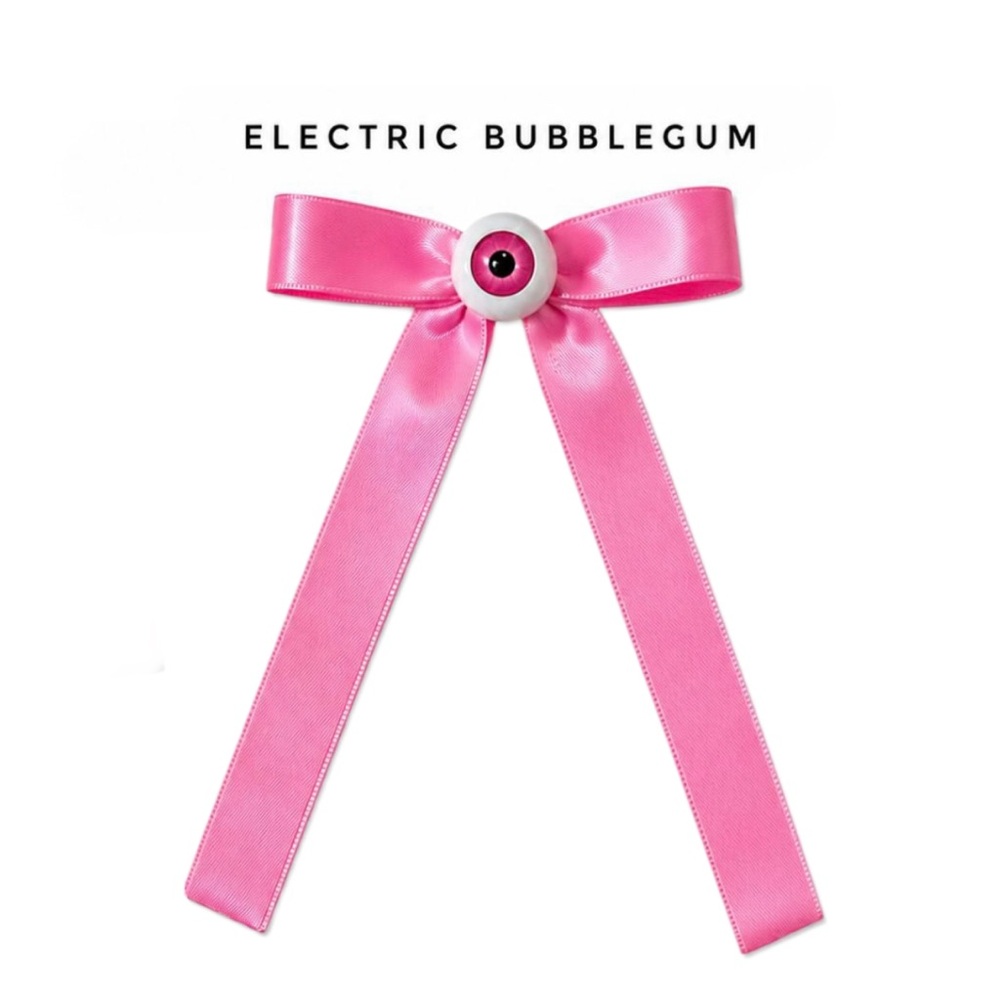 Bow Eyeball Clip – 5/8” Ribbon - Electric Bubblegum